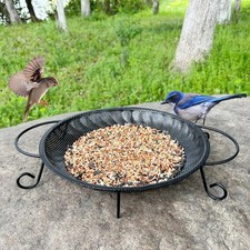 Upgraded Ground Platform Bird Feeder Tray,11.8  Stainless Steel Large Bird Fe...