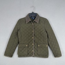 Polo Ralph Lauren Jacket Youth Large 12-14 Green Quilted Snap Chore Barn Coat