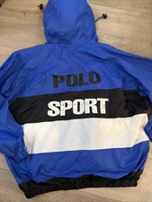 Vintage Polo Sport Ralph Lauren Jacket Mens M Colorblock Hooded Windbreaker Read
