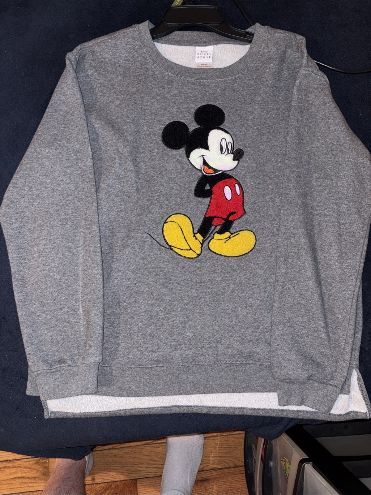 Disney Mickey Mouse Pullover Sweater Women's Medium Gray Acrylic Lightweight