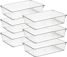 6 Pack Drawer Organizer, 6" x 9" Plastic Storage Bins Acrylic Tray
