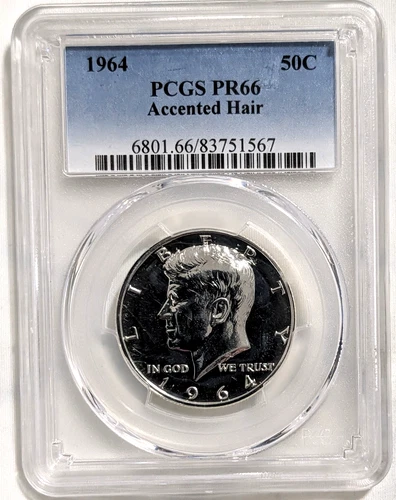 1964 Accented Hair PCGS PR66 Kennedy Proof Silver Half Dollar Light Cameo Revrse