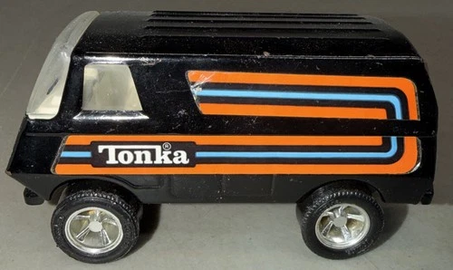 Tonka #55450 Metal Black w/ Orange Stripes Vintage 70's Van Made In The USA