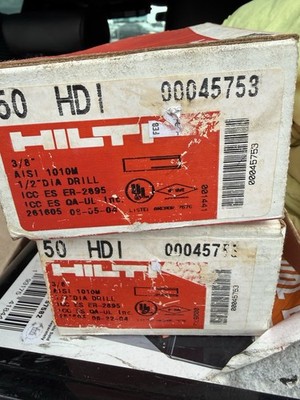 Hilti 00045753 3/8'' Drop-in Anchors, Sealed Box -100 piece (2 Boxes sold As Lot)