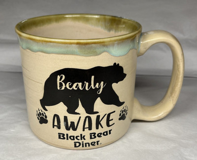 Bearly Awake Black Bear Diner Restaurant Paint Drip Coffee Mug Cup 16oz