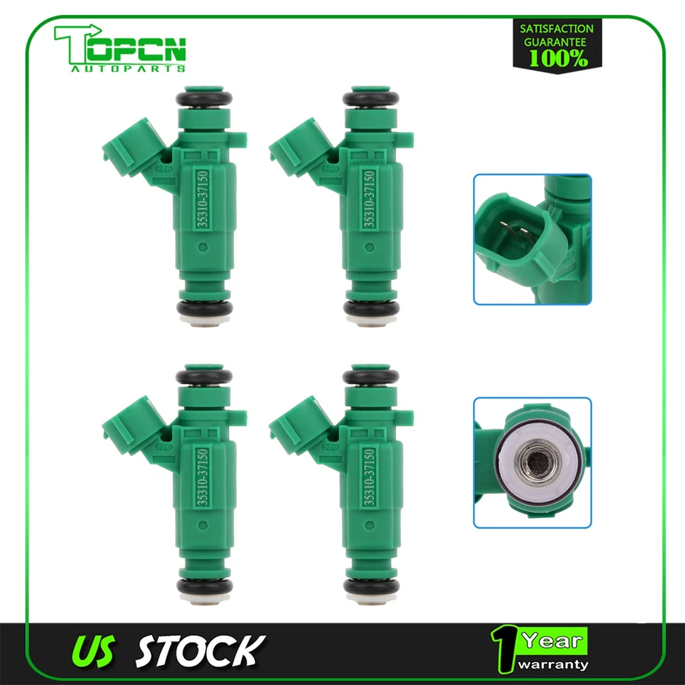 4 inyectores de combustible aptos para Kia Rio 1.6L 2006-2010 Hyundai Tiburon 2.7L 2003-2008 Foto 2 de 4