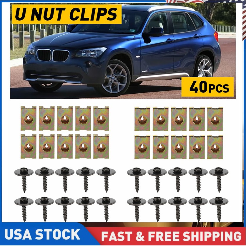 40 Car Body Panel Fender Fastener Kit U-Nut Hex Bolts Clips Screws Fixed For BMW