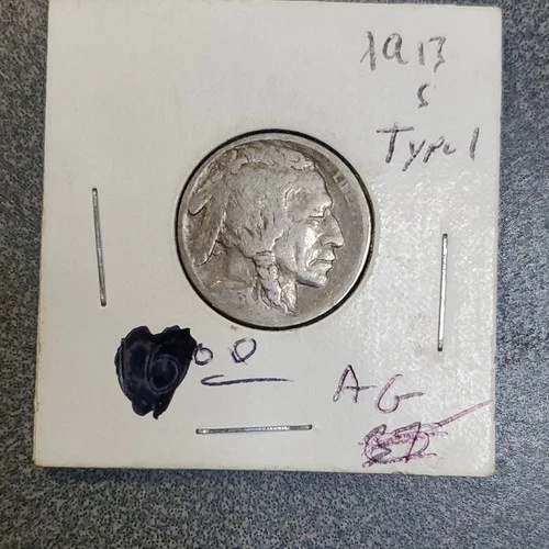 Buffalo Nickel 5C 1917-S Type 1 AG Circulated US  #359