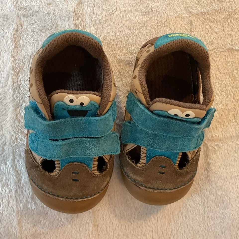 Zapatos Stride Rite Plaza Sésamo Galleta Monstruo Bebé Niño Pequeño 6M Cuero Gamuza Foto 2 de 4