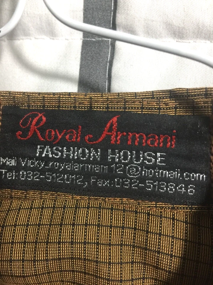 Vintage Royal Armani Fashion House Shirt Brown Button Up Long Sleeve Casual Mens - Image 2 of 4