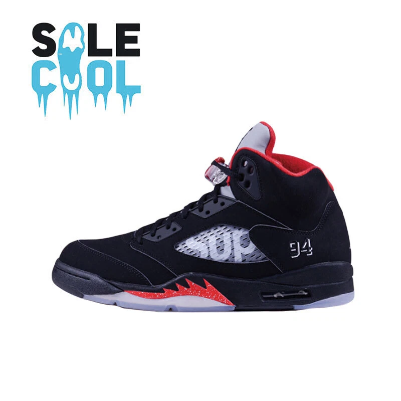 Chaussures homme Nike Air Jordan 5 Retro Supreme noir rouge 824371 001