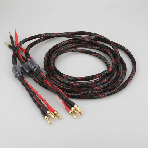 2X 1.5M 12AWG Pure Copper HIFI Audio Bi-wire Speaker Cable 2 To 4 Banana Plug US - Picture 2 of 9