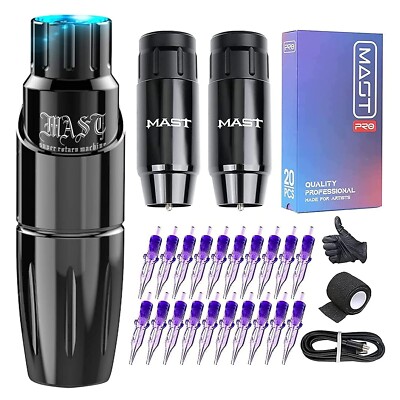 Mast Tour Rotary Tattoo Machine Kit 2Pcs Power Supply Cartridges 