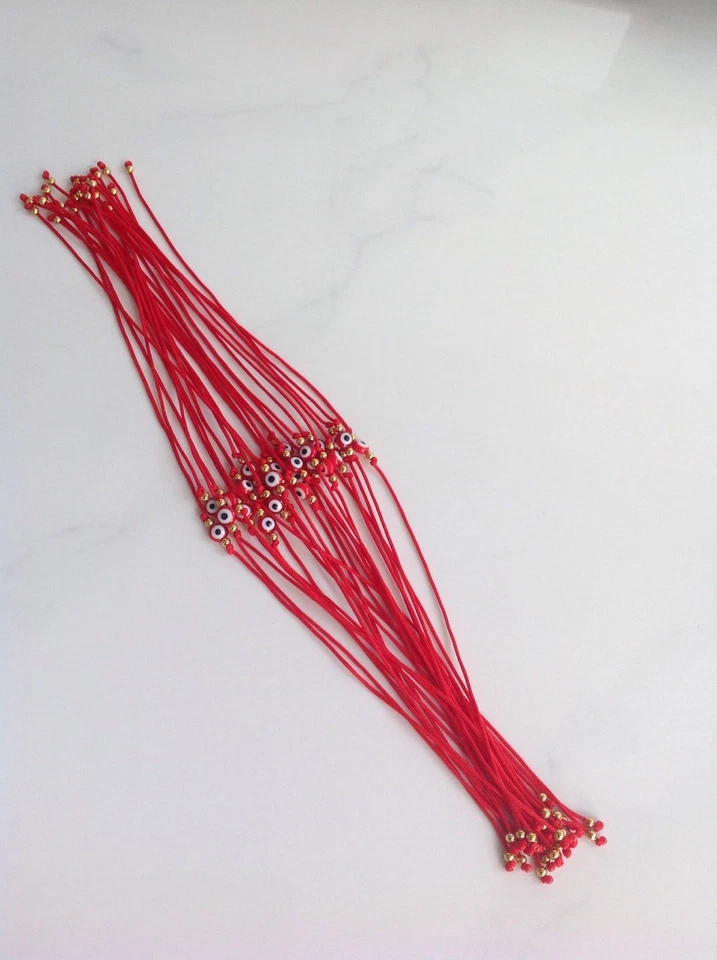 Lucky Eye Impermeable 3 Pulseras Rojo Mal de Ojo Rojo Cuerda Protección Hombres Mujeres Foto 4 de 4