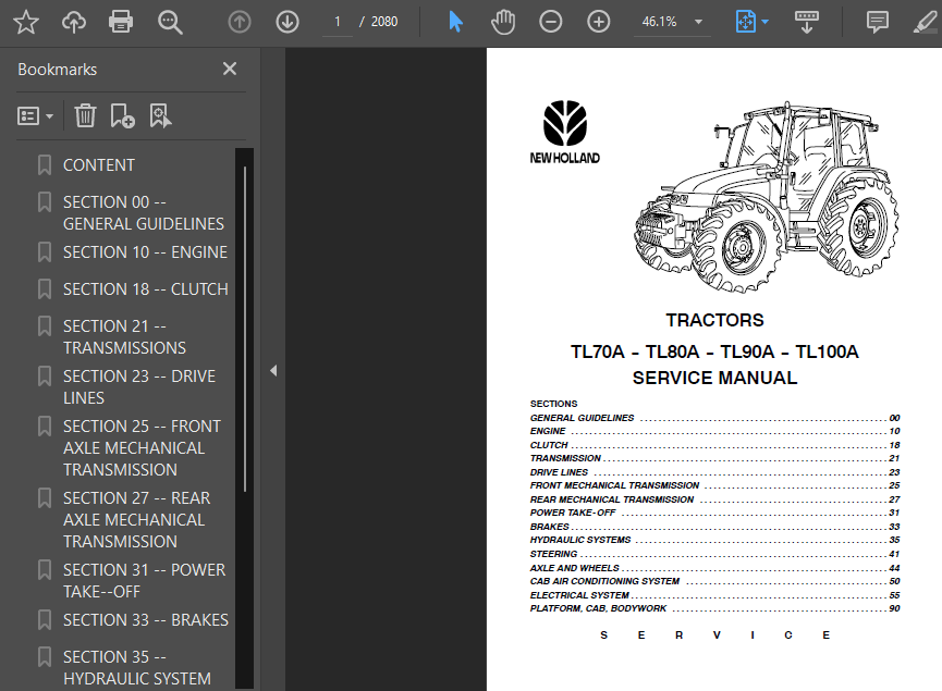 Manuel D'atelier New Holland T4.100 Tracteur Sur Clé USB - PDF Entretien Et Réparation