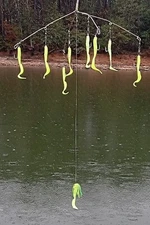 Striper Umbrella Rigs.  Rock Fish Swimming eels.     Yellow 