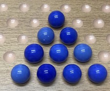 10 Blue Glass Marbles for Game Replacement Pieces or for Crafts
