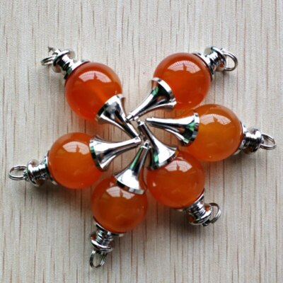 Wholesale 6pcs Natural Red Onyx Ball Charm Pendants for Necklaces Jewelry Making