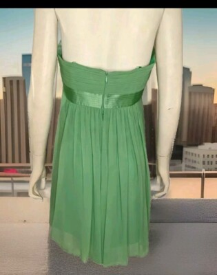 Green Silk Chiffon Dress Women's 8 Emerald Party Strapless BCBGMaxAzria  Easter | eBay