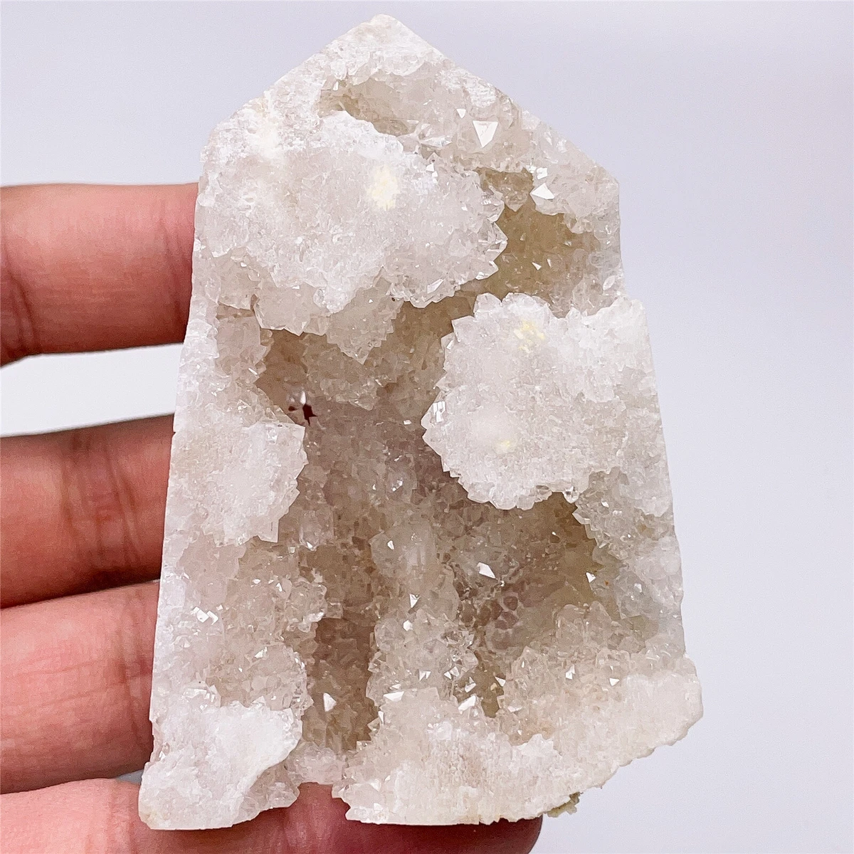 Natural Sparkling Big Druzy White Agate Tower Point Quartz Crystal