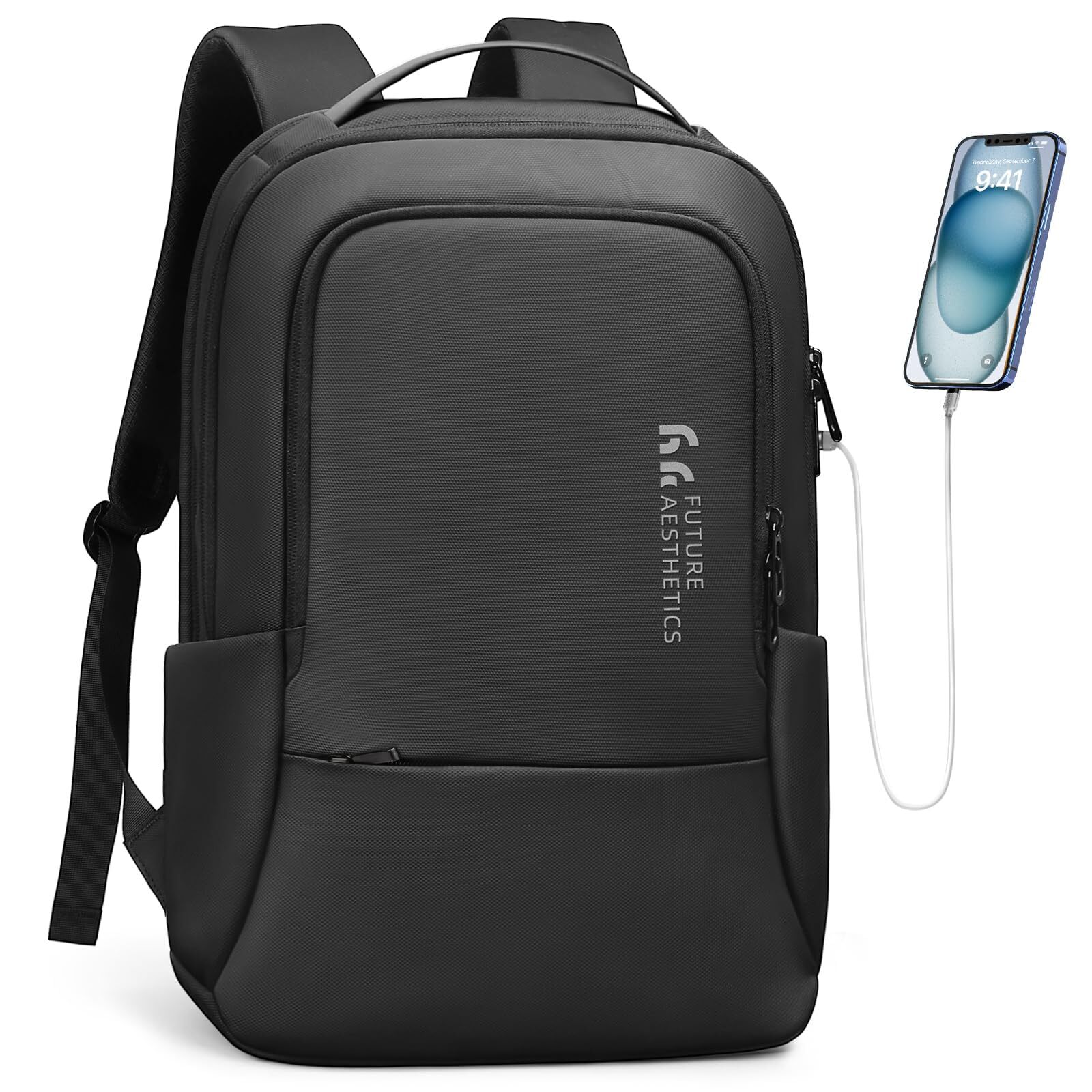 Men's Business Backpack with USB Charger & Anti-Theft Design