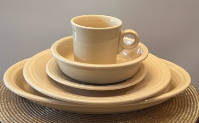 Homer Laughlin Fiesta Ware SET Of 5 Ivory/Beige FiestaWare Dinnerware Yellow
