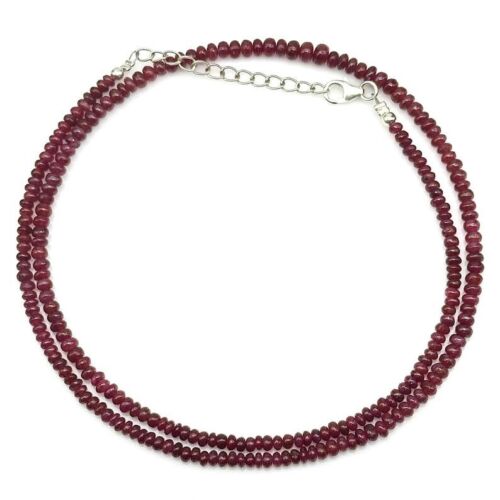 AA++ Dainty Ruby Smooth Rondelle Gemstone Beaded Confidence Women Necklaces 18'' - Picture 11 of 14