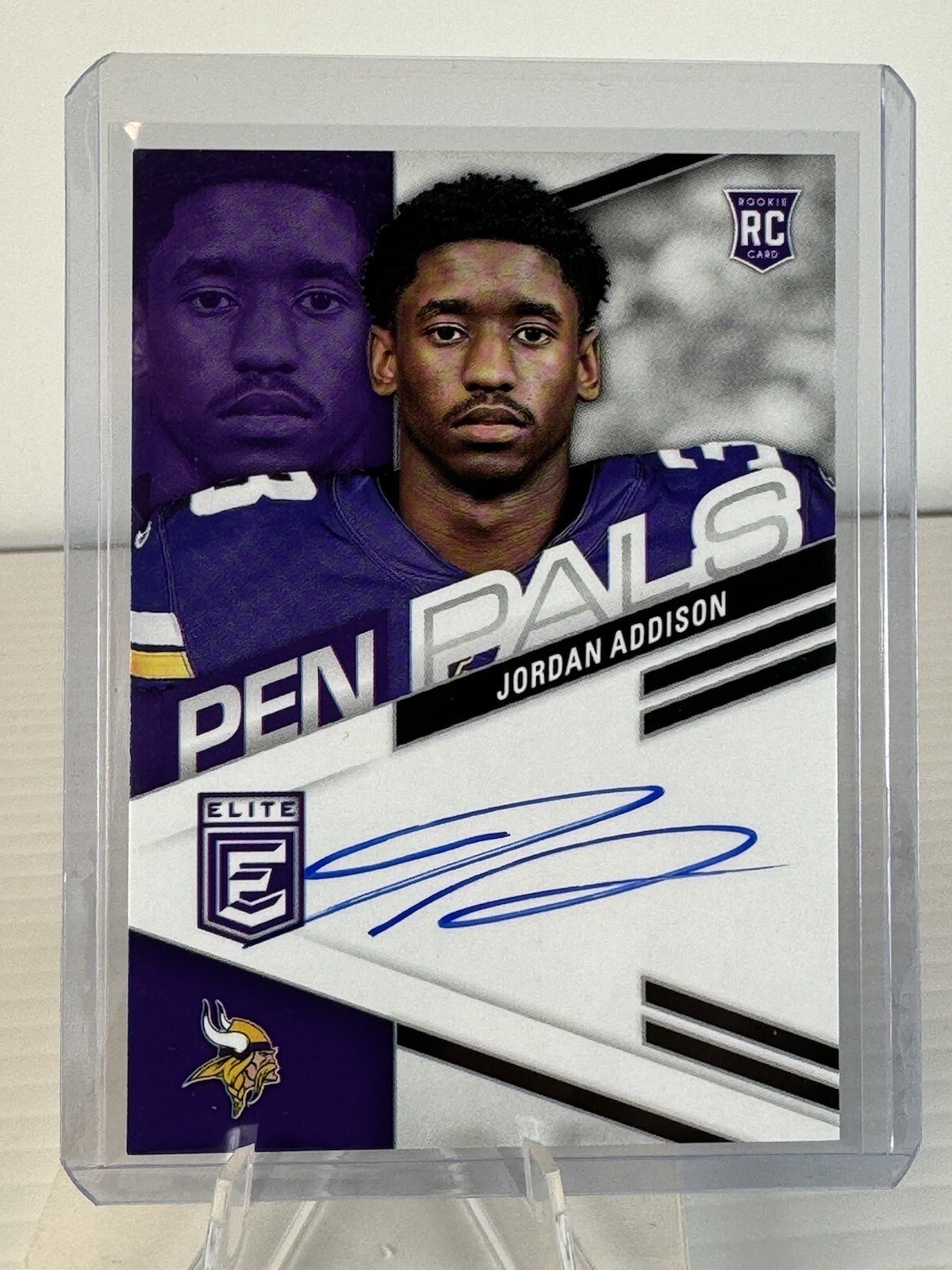 2023 Donruss Elite Jordan Addison RC Pen Pals Rookie Blue Ink SSP On Card Auto!!