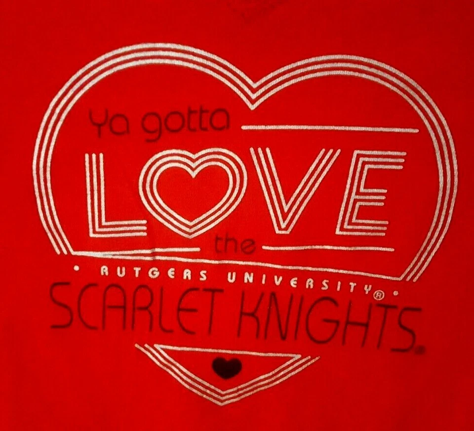 Rutgers Scarlet Knights Girls T Shirt Size Large 10/12 Silver Hearts Logo New - Image 2 of 2