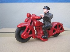 Vintage Hubley Police Motorcycle Cast Iron Red USA 4 Inch Restored Paint Tires