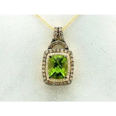 LeVian 14K Gelbgold Peridot G-H SI1 Schokolade Diamant 3,09 cts Halskette