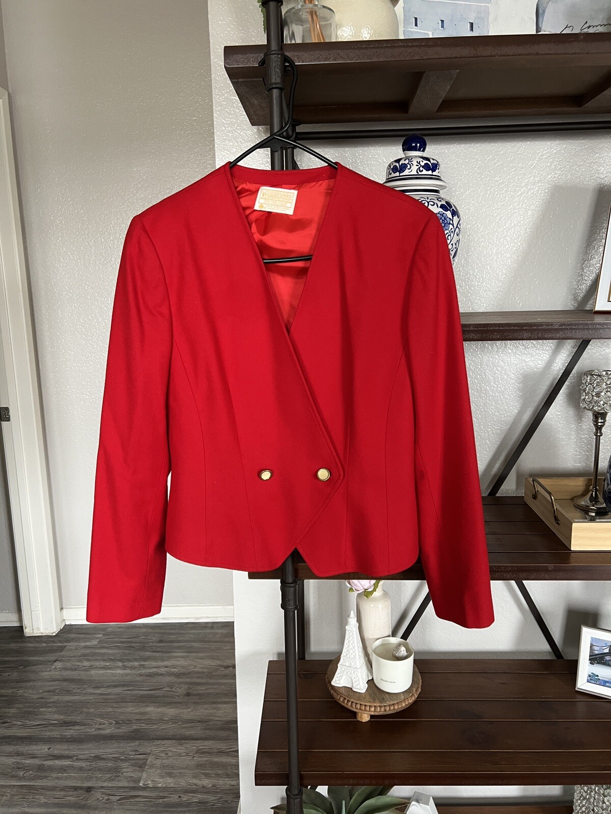Gorgeous Vintage Wool Pendleton Red Blazer Gold B… - image 1