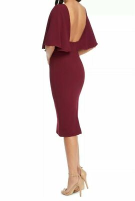 Dress The Population Louisa Burgundy Cocktail Midi Dress Drape Sleeves SZ S New | eBay Dress The Population Louisa Burgundy Cocktail Midi Dress Drape Sleeves SZ S New | eBay