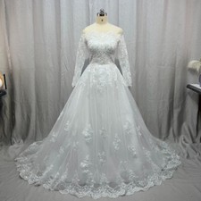 Elegant Long Sleeve Lace Wedding Dresses Strapless Tulle Plus Size Bridal Gowns