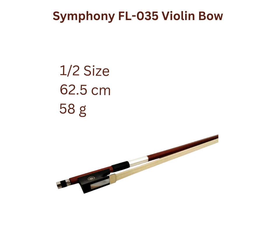 Symphony FL-035 One Quarter Violin Bow w/Real Horse Hair, Ebony Frog - Image 2 of 4
