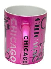 Coffee Mug Chicago IL Pink Glitter Windy City Novelty Ceramic Mug New