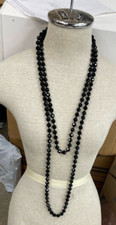 Black Crystal Beaded  Pollyanna Bling Disco Ball Bead Baseball Necklace 72 inch