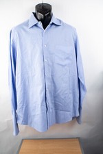 Hugo Boss 16.5 34 / 35 Men's Long Sleeve Button Shirt Cuff Link Blue and White