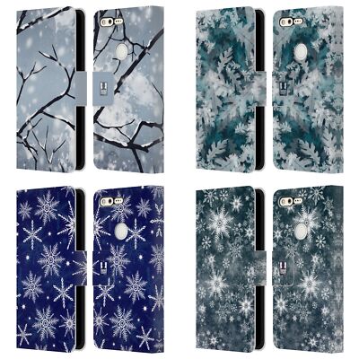 HEAD CASE DESIGNS WINTER DRUCKE BRIEFTASCHE HUELLE AUS LEDER FÜR GOOGLE HANDYS