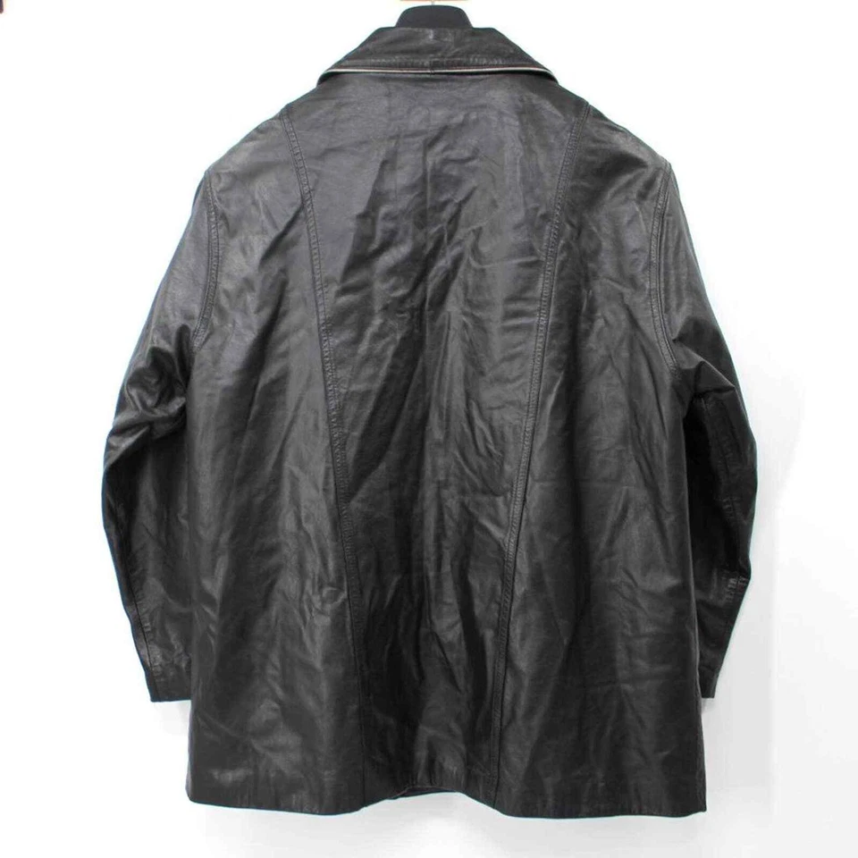 Chaqueta Pierre BALMAIN Línea Dorada Cuero Negro Abotonada L Abrigo París Vintage Foto 4 de 4