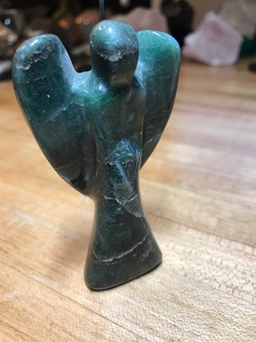 Green Aventurine Crystal Mineral Gemstone Artisan Hand Carved Angel Figurine 000 - Picture 3 of 12