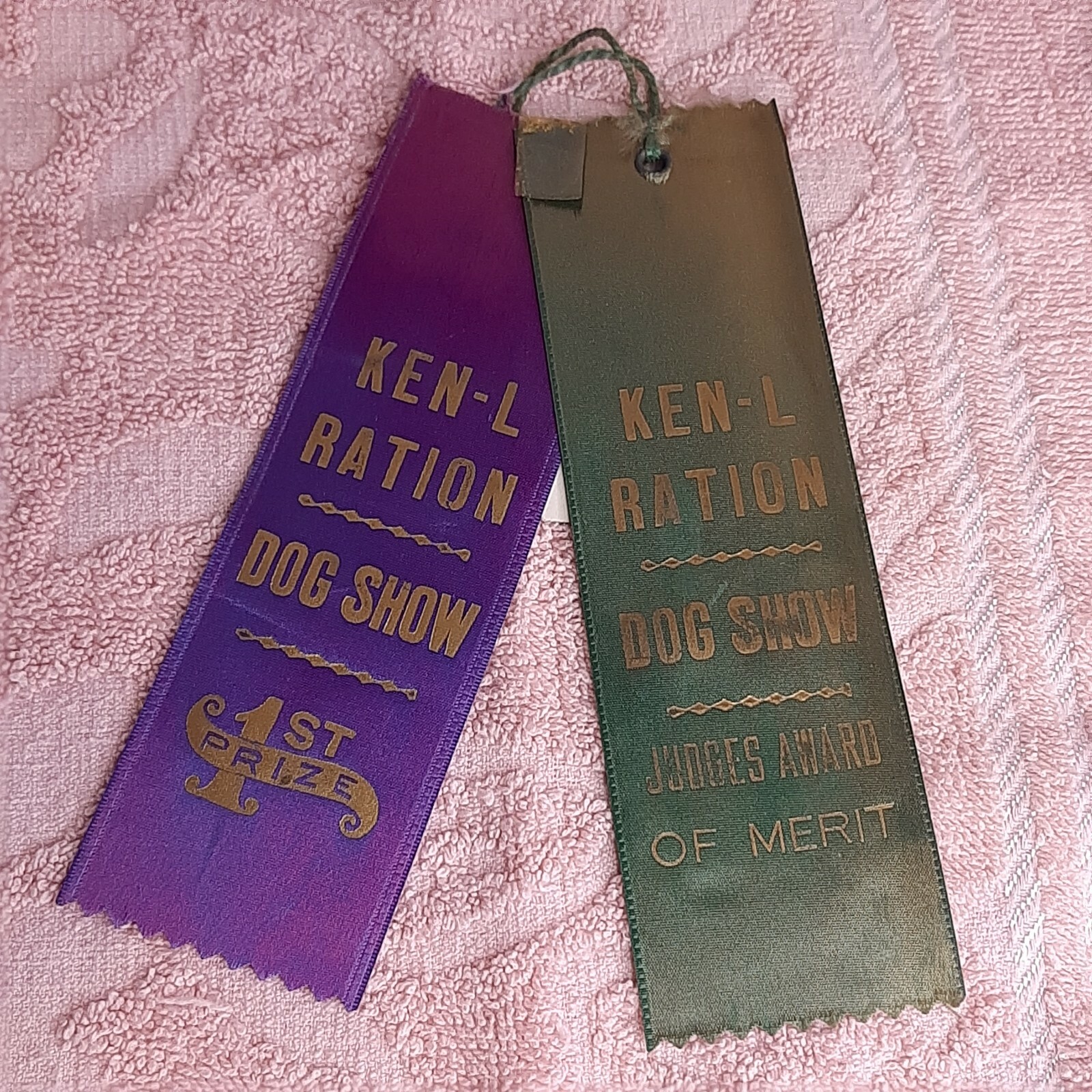 Amateur Dog Show Pair Ribbons 1st Prize & Merit Retro