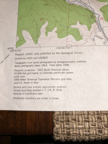 Strawberry Lake Quadrangle Colorado Vintage USGS Topographic Map 1958 Arapaho NF - Picture 11 of 13