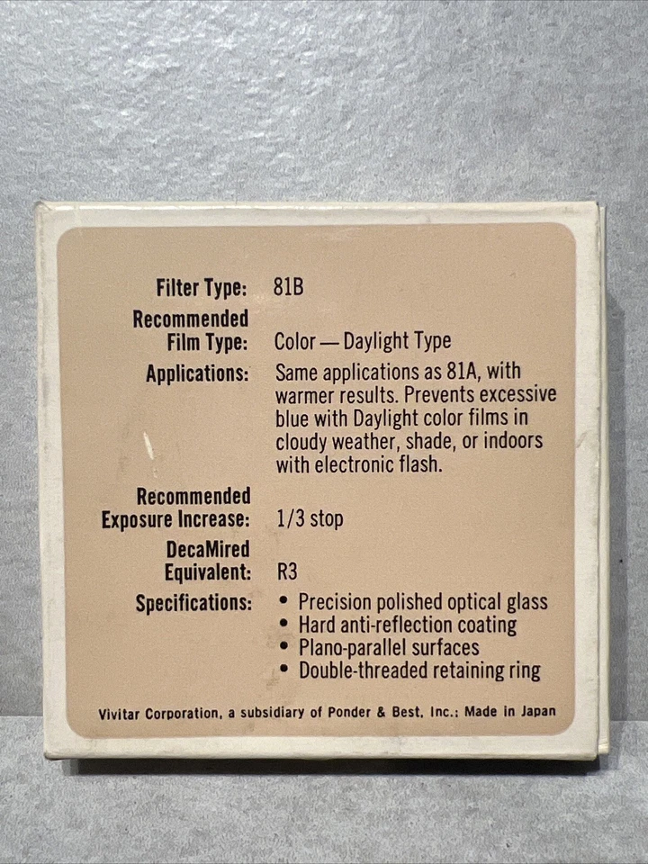 Vivitar 81A 55mm Filter for Color Film Daylight & Type B. ✅ READ MORE - Image 2 of 4