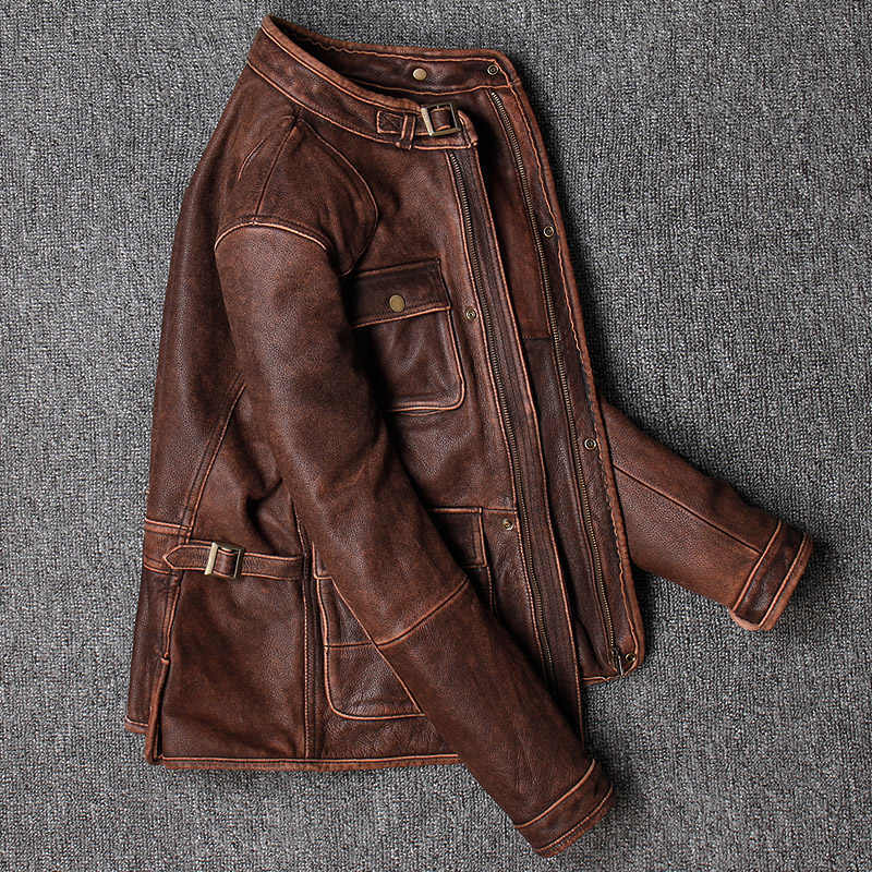 Cafe Racer Vintage Brown Motorcycle Jacket for Men USA