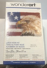 New WonderArt EAGLE US FLAG Latch Hook Kit / NEW IN BOX / Patriotic USA