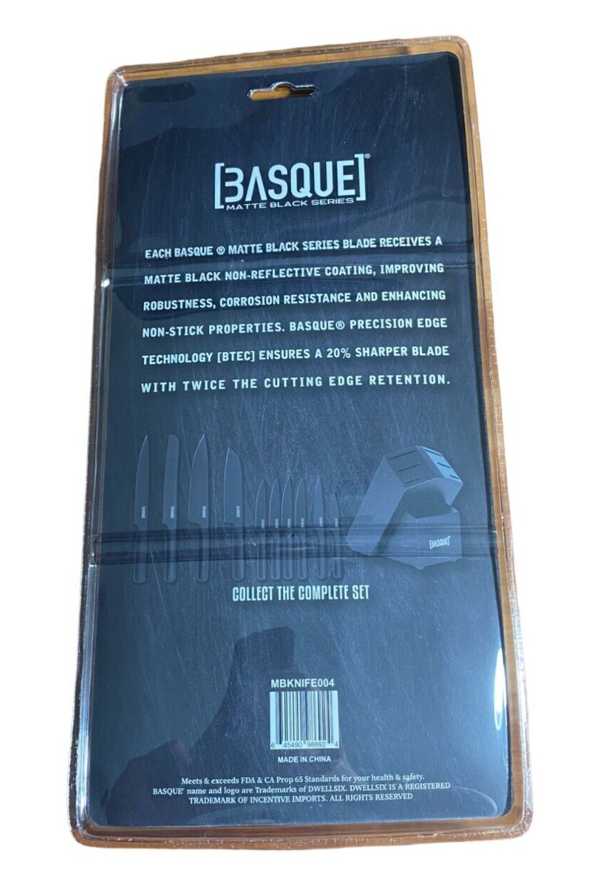 BRAND NEW Basque Kitchen Steak Knives Set 4 Matte Black Good