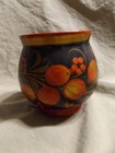 Vintage Folk Art Hand Turned/Painted Treen Wood Cup Eastern European Souvenir