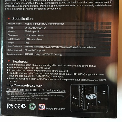ORICO Controller 4 Hard Disc Power Switcher - SATA ON/OFF Selector HD-PW4101 HDD - Picture 8 of 12