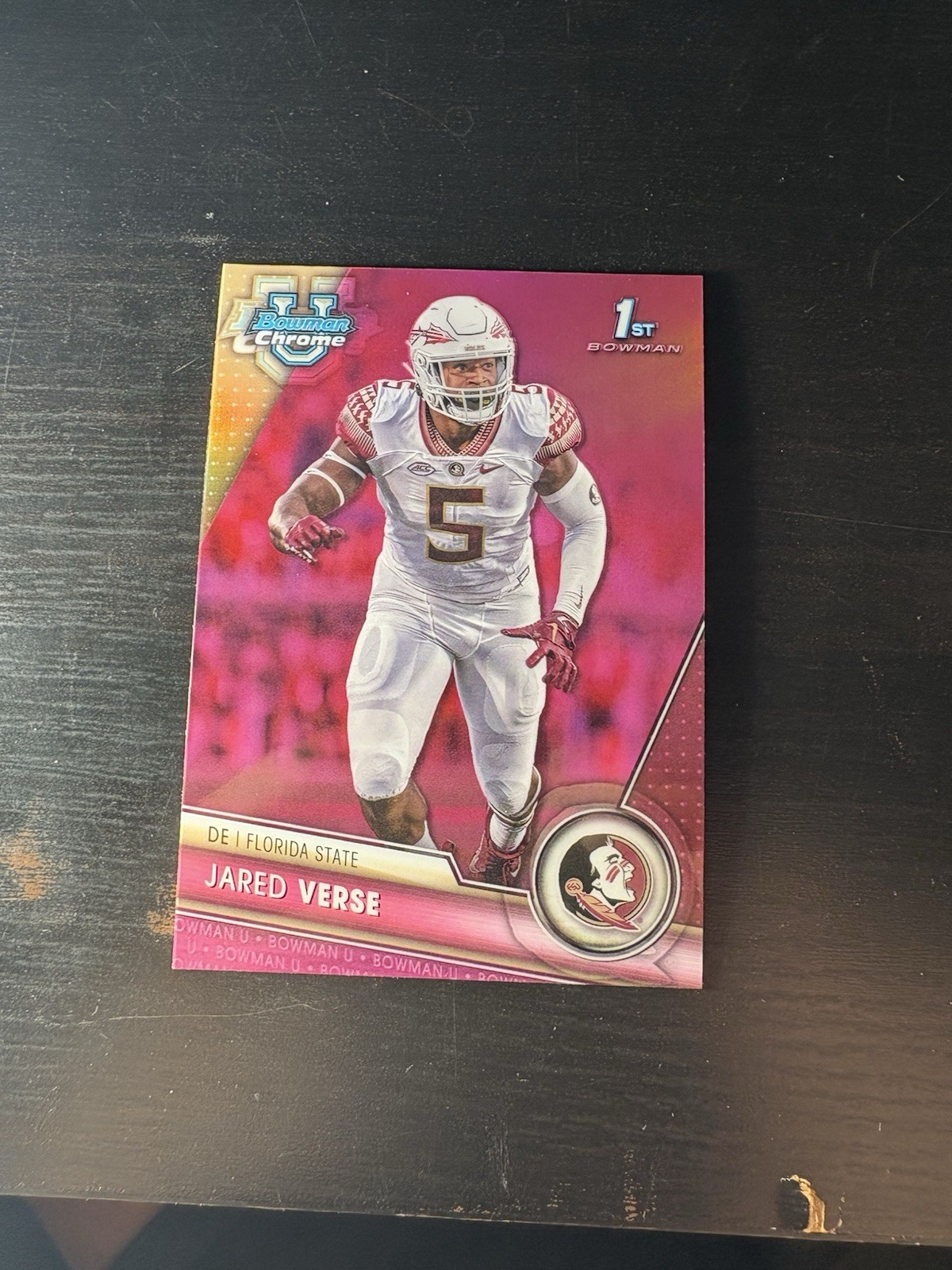 Jared Verse - 2023 Bowman University Chrome - Pink Refractor Parallel #60 - EX
